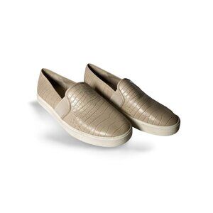 Vince Blair Croc-Embossed Leather Slip-On Sneakers